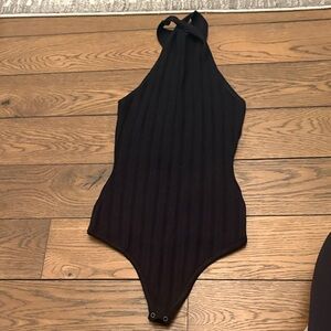 Black twist halter bodysuit